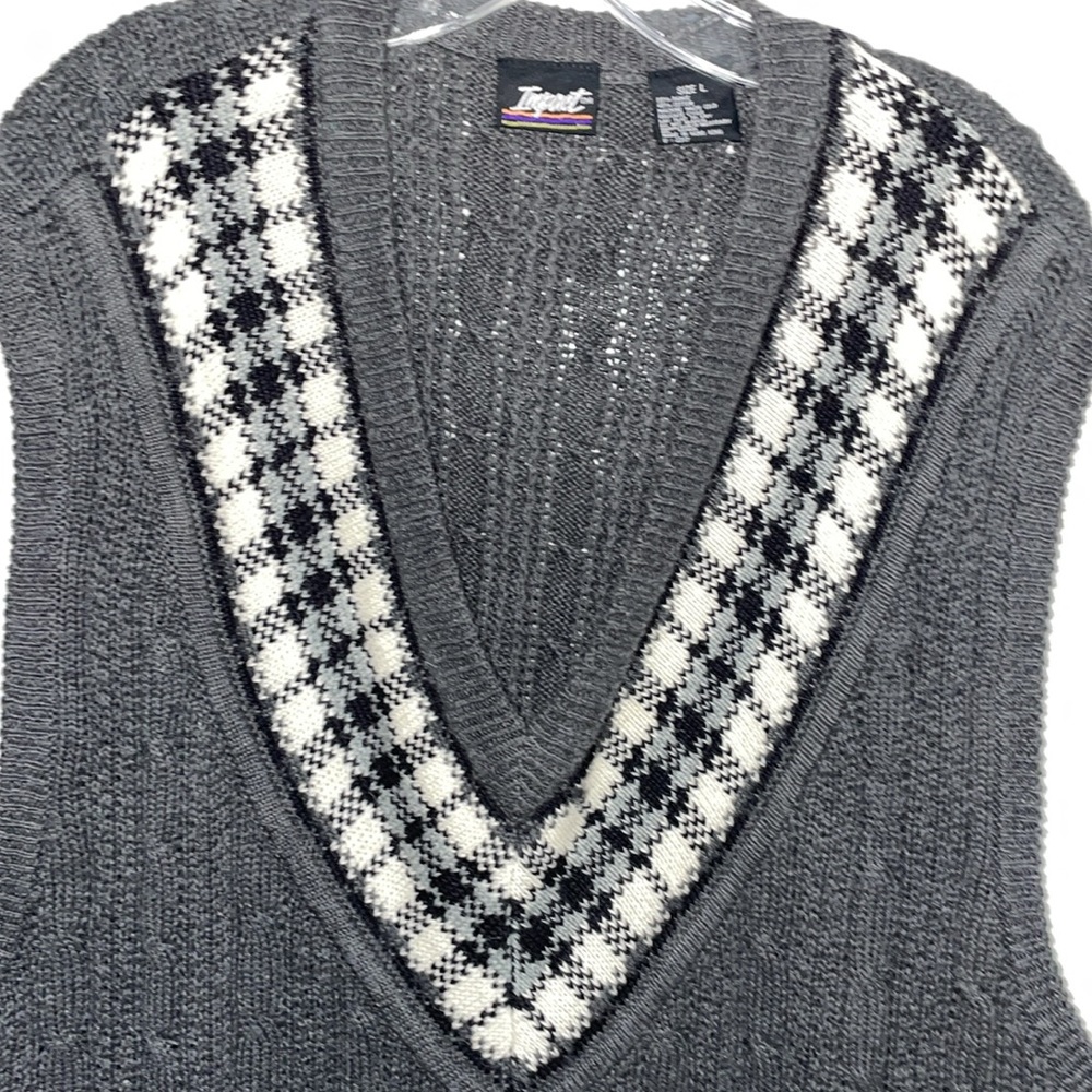Vintage V neck gray color unisex 90s British royal school uniform sweater vest